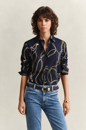 GANT Damen Bluse aus Baumwoll-Voile (44) Marineblau