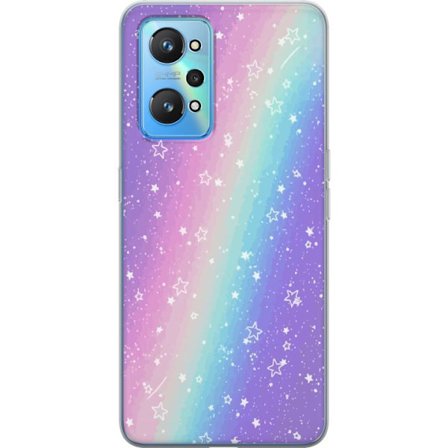 Kompatibelt Mobildeksel til Realme GT Neo2 Rainbow-farget pastellbakgrunn med hvite stjerner og gnistrende prikker i myk overgang