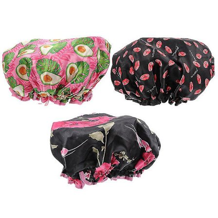 3 stk Elastiske Badehetter Dusjhetter Vanntette Badehetter Dobbeltlags Badehatt