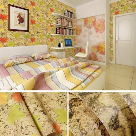 Vattentät Självhäftande Tapet | Sött Tecknat Lönnlöv 45cm x 2m Sovrumsbordsdekal