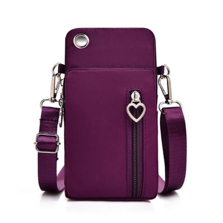 Kvinnor Cross Body Mobiltelefon Pouch Axelväskor Handväska Mynt Plånbok Handväska purplish red