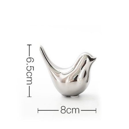 2 STK Keramiske Fugle Keramiske Ornamenter SØLV S