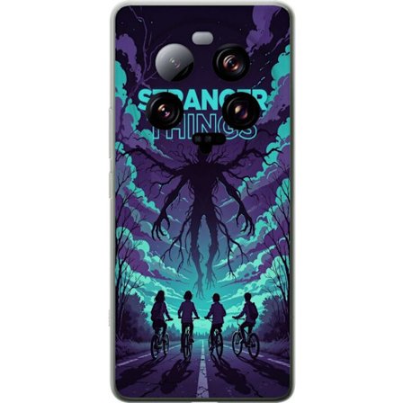 Kompatibelt Mobilskal till Xiaomi Xiaomi 13 Ultra Stranger Things-inspirerad fantasyillustration med mörkt monster, cyklande barn och dramatisk röd