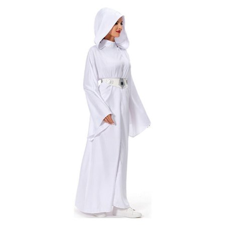 Star Wars: Prinsesse Leia Cosplay Kostyme Kjole Belte Parykk Halloweenfest Komplett Sett Kjole Dress-FS-