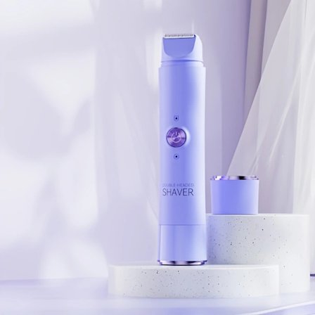 1 st Uppladdningsbar Elektrisk Rakapparat med Dubbla Huvuden | 2-I-1 Sladdlös Unisex Våt- och Torr Hårtrimmer för Kroppen och Ansiktsepilatorer, Gr...