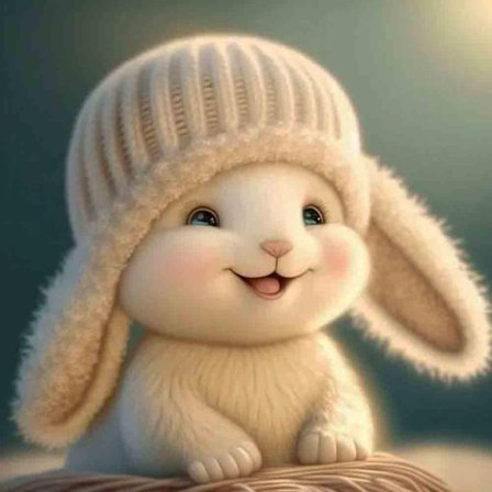 30 x 40 cm, kanin i hatt Diamond painting Broderi Diamant P