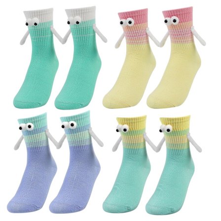 4 par sklisikre sokker, størrelser 36-43, morsomme sokker, magnetiske sklisikre sokker, nyhetssokker med sugekopper