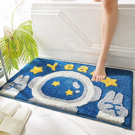 Tecknad badrumsmatta för hemmet, vattenabsorberande halkfri matta vid badrummets ingång - Yeah/20*32 tum