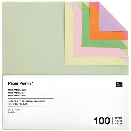Rico Design Papier Origami Duo Colour Pastel 15x15 cm 100 feuilles