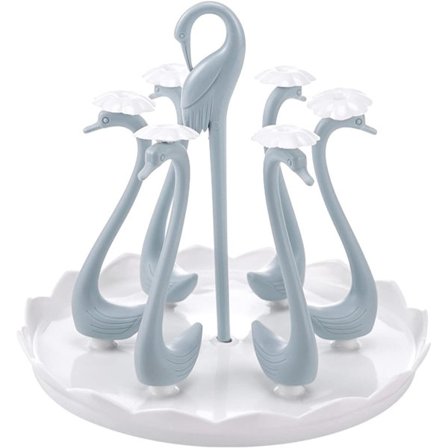 Torkställ för Muggar Svan Mugghållare med Roterande Droppbricka Torkställ för Muggar i Plast Roterande Torkställ för Flaskor Dricksglas 