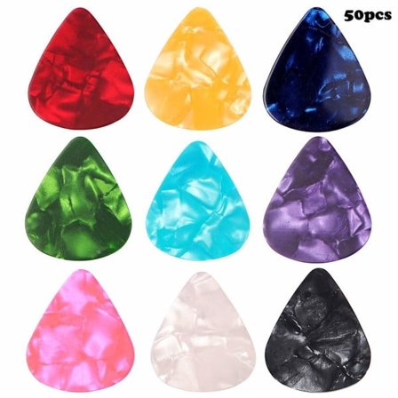 50 stk guitar picks, guitar pick 0,46 mm blandede farverige picks