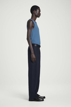 COS Prążkowana Koszulka Bez Rękawów Z Bawełny in Niebieski