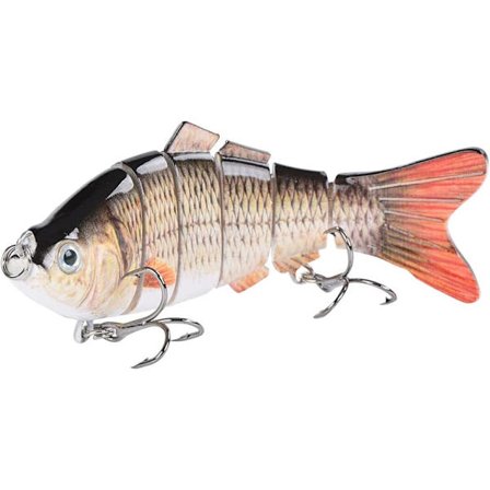 Fiskeagn for ferskvann og saltvann, flerleddet svømmeagn med 3D-realistiske øyne og naturtro svømmebevegelser, sakte synkende agn, ABS av høy kvalitet