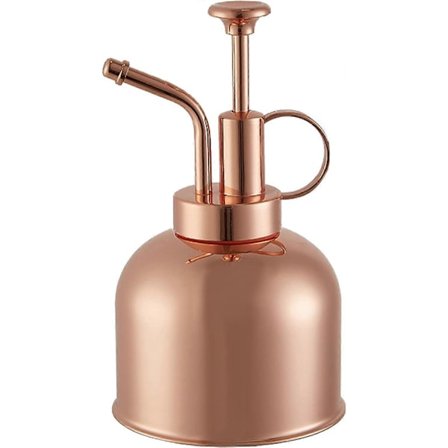 Vandkande i rustfrit stål, klassisk indendørs retro dekorativ plantesprøjte med pumpe, skinnende kobber