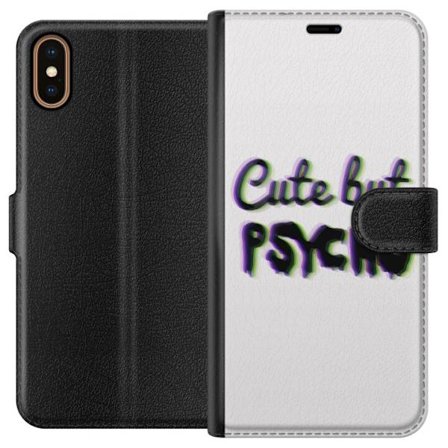 Kompatibel Tegnebogsetui til Apple iPhone X Rainbow-farvet legetøjsfigur med et glad ansigt og farverige cirkler i en legesyg studieillustration