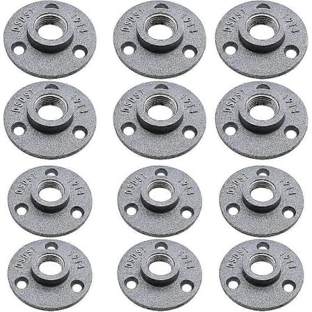 12 stk. gevindflange til gulv 1/2 tomme og 3/4 tomme rørflange Støbt aluminium rørfittings Industriel stil rørindretning til bar restaurant hotel