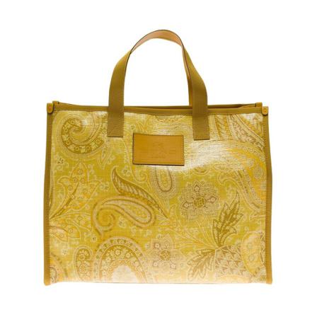 Etro, Shopper Geel, Dames, Maat:ONE Size,nylon,print