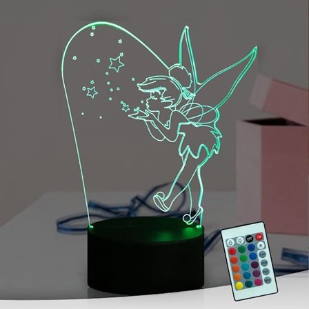Tinker Bell LED-yövalo 3D Magic Elf Miss Fairy pöytälamppu harvinainen Peter Pan tähti 16 väriä unimaailman tunnelmavalo kosketus/IR-kaukosäädin lelut