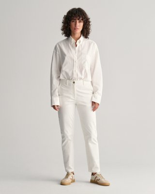 GANT - Chinos i slim fit til dame eggshell