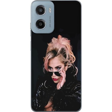 Kompatibelt Mobildeksel til Motorola Moto G05 Lady Gaga portrett med solbriller og dramatisk sminke i mørk glamorøs stil