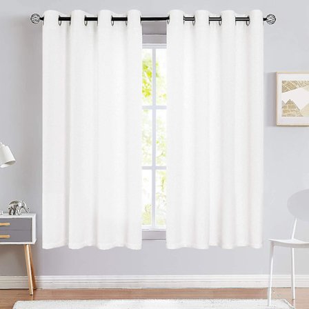 Pellavainen, tekstuurilla varustettu, valoa suodattava verhot, lämpöeristetty ikkunoiden verhoilusetti