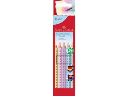FABER-CASTELL Färgpenna Jumbo Grip pastel 5/fp - Lyreco - Skola och förskola - Pennor och tillbehör - Färgpennor - Jumbo
