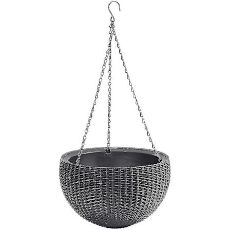 Riippuva istutusruukku, rottinki, grafiitinharmaa