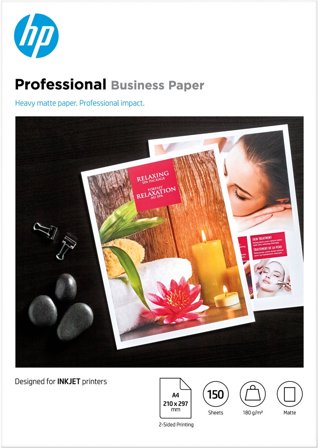 HP Professional Business-papper, matt, 180 g/m2, A4 (210 x 297 mm), 150 ark, 193905504879