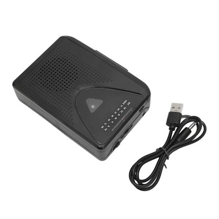 Bærbar retro kassettebåndoptager med klar højttaler - sort