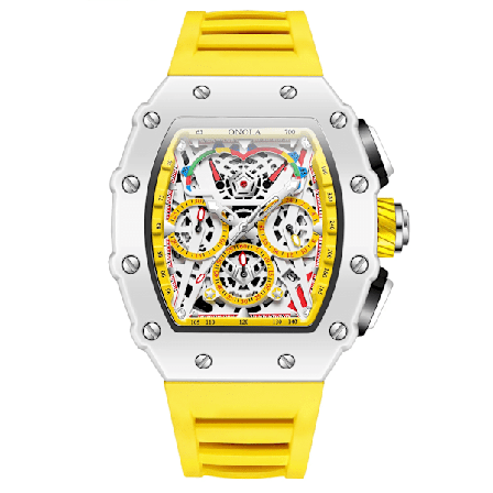 Onola Fashion Casual -monitoiminen silikonirannekkeellinen kvartsikello, valkoinen white yellow