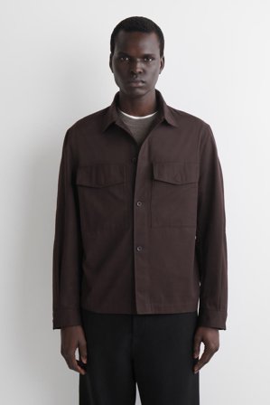 COS Men's Relaxed Cotton Overshirt in Brown