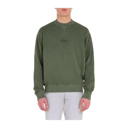 Woolrich, Green Sweatshirt with logo Groen, Heren, Maat:M