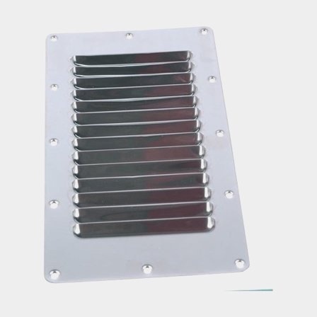Grelha de ventilação, aço inoxidável polido, 228 mm x 127 mm, prata