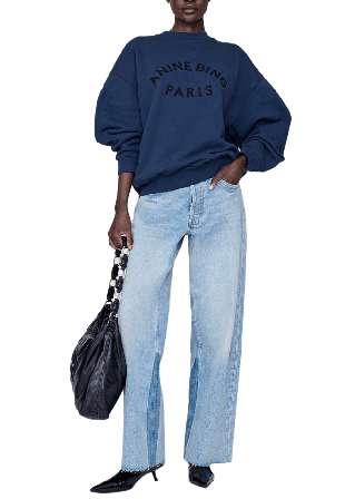 Anine Bing Jaci Sweatshirt Paris Tröjor Dam Blå L