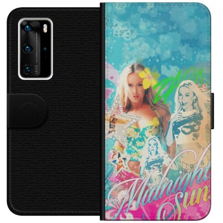 Kompatibelt Lommeboketui til Huawei P40 Pro Eventyrverden med Steve, Creeper og dyr i fargerik blokkgrafikk