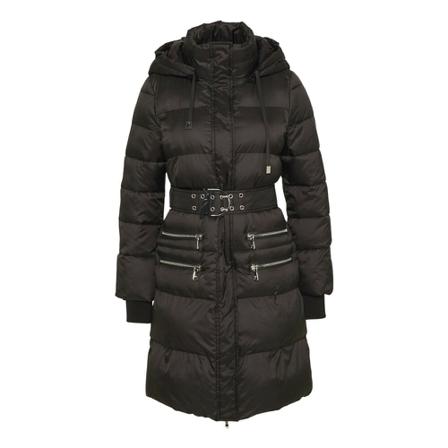 Patrizia Pepe Long down Jakke c/Bælte 2S1316 Sort, Dame