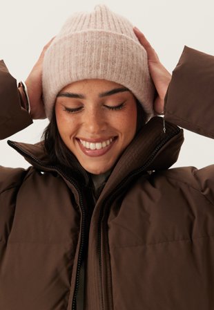 SELECTED - Slflulu Wool Blend Knit Beanie - Birch Detail:Melange - Kläder - - Bubbleroom