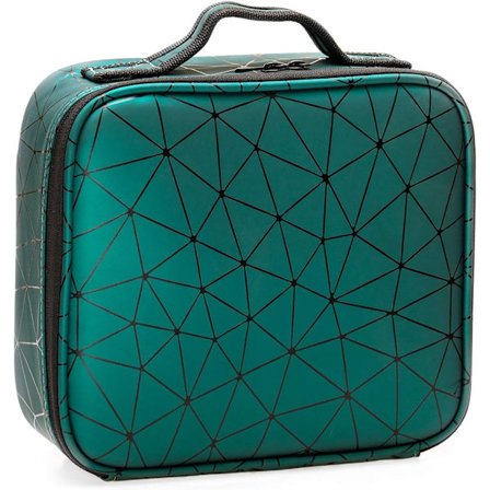 Sminkeveske PU Lær Kosmetiske Togvesker Artist Oppbevaringsveske Sminkeverktøykasser Børstevesker Med Rom Grønn