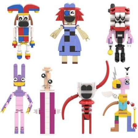 Digitaalinen Sirkus Rakennuspalikka Setti - 7 i 1 Mini Pomni Jax Ragatha King Gangle Zooble Bubble Caine Humor Magic lelu lapsille 7set