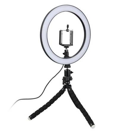 Selfie-lampa/Ringlampa (26 cm) med formbart stativ