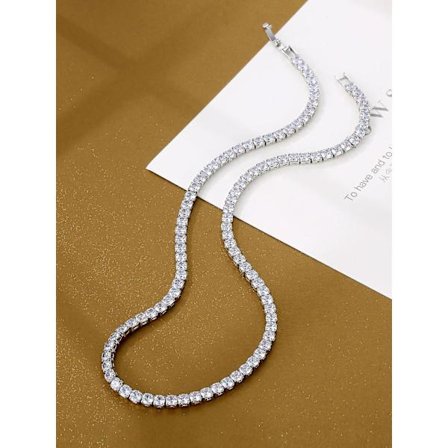 Inlagd Zircon Row Halsband Ins Tennis Chain