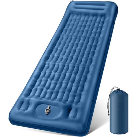 Selvopustelig campingmadras, vandtæt, ultralet, rivefast, fortykket, med fodpumpe, til camping og vandring