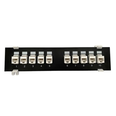 Patchpanel CAT6 10 portar 10G stöd 1U Nätverkspatchpanel UTP 19 tum Väggmontering eller rackmontering Punch Down Block för CAT6 Vit