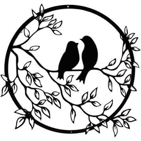 Hjemmeindretning vægdekoration metalfugl vægdekoration metalformede fugle på gren billede dekoration vægophæng boligindretning tilbehør D: 30CM