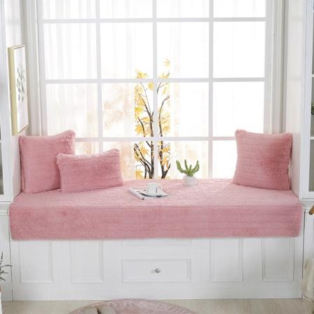 Balkongpute for vinduskarm, universal karnappvindustrekk for alle årstider, plysjpute for rominnredning (rosa, 60*180)