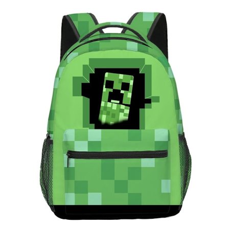 Kompatibel Minecraft Ryggsäck För Pojkar | Svart Skolryggsäck För Barn | Grön Creeper Zombie Skelett Enderman & Grottspindel