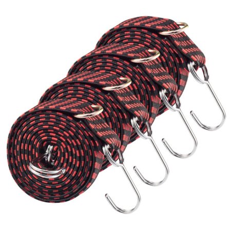 4 stk. bagageelastikker med kroge, kraftige elastiske elastikker, elastiske stropper med karabinhager