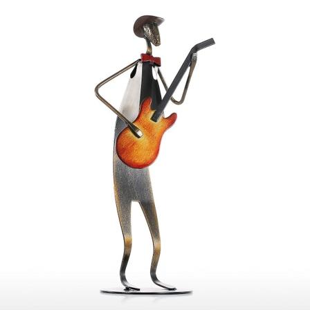 Cowboy Band Gitarr Musik Gitarrspelande Metallskulptur Handgjord Hemmakontorsdekoration Present