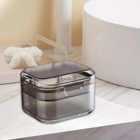 Tandprotese Etui Holder Beholder Organisering Rengøring Praktisk Holder med Si Tandblødning Tandprotese Kop Opbevaringsboks