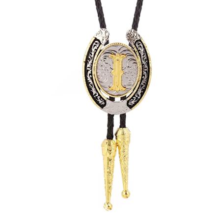 Vintage Bolo Tie til Mænd - Initialbogstav ABCDMJR til Z Western Cowboy Bolo Tie til Kvinder